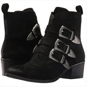 Dolce Vita Black Ankle Boots with Silver Buckles
